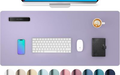 Aothia Non-Slip PU Leather Waterproof Desk Protector Mat, Mouse Pad, Desk Blotter, Writing Pad for Office, Home, Laptop, Lavender, 23.6″ x 13.7″