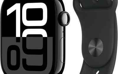 Apple Watch Series 10 [GPS 46mm case] Smartwatch with Jet Black Aluminium Case with Black Sport Band – M/L. Fitness Tracker, ECG App, Always-On Retina Display, Water Resistant