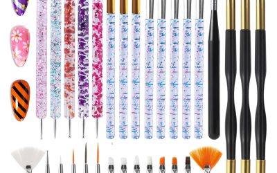 Artdone 31pcs Nail Art Brushes, Nail Art Tool Set, Dotting Tools, Dust Brush,Striping Brushes for Long Lines, Drawing Pen For Gel Polish Design supply