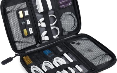 BAGSMART Electronics Travel Organizer Case, Tech Accessories Cord Storage Bag for Phone, Power Bank, SD Card, Cables, Black