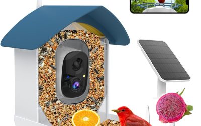 Bird Feeder with Camera,AI Identify Birds Species,Smart Bird Camera with Solar Powered,Auto Record FHD Birds Video in Backyard,Instant Notifications,Ideal Gift for Family and Bird Lovers,Navy Blue
