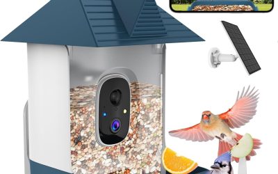 Bird Feeder with Camera,WiFi Outdoor Smart Bird Feeder Camera with Built-in AI Birds Recognition,Solar Powered,Auto Record Video by Cloud Storage,FHD Birds House with Cam,Ideal Gift for Dad and Mom