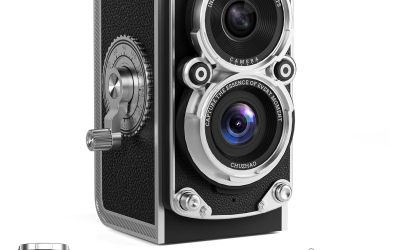 CHUZHAO Mini Retro Digital Camera – Vintage TLR Style Point and Shoot Auto Focus Vlogging Camera, Compact & Portable, 16GB Card Included, Ideal for Beginners, Teens, and Adults