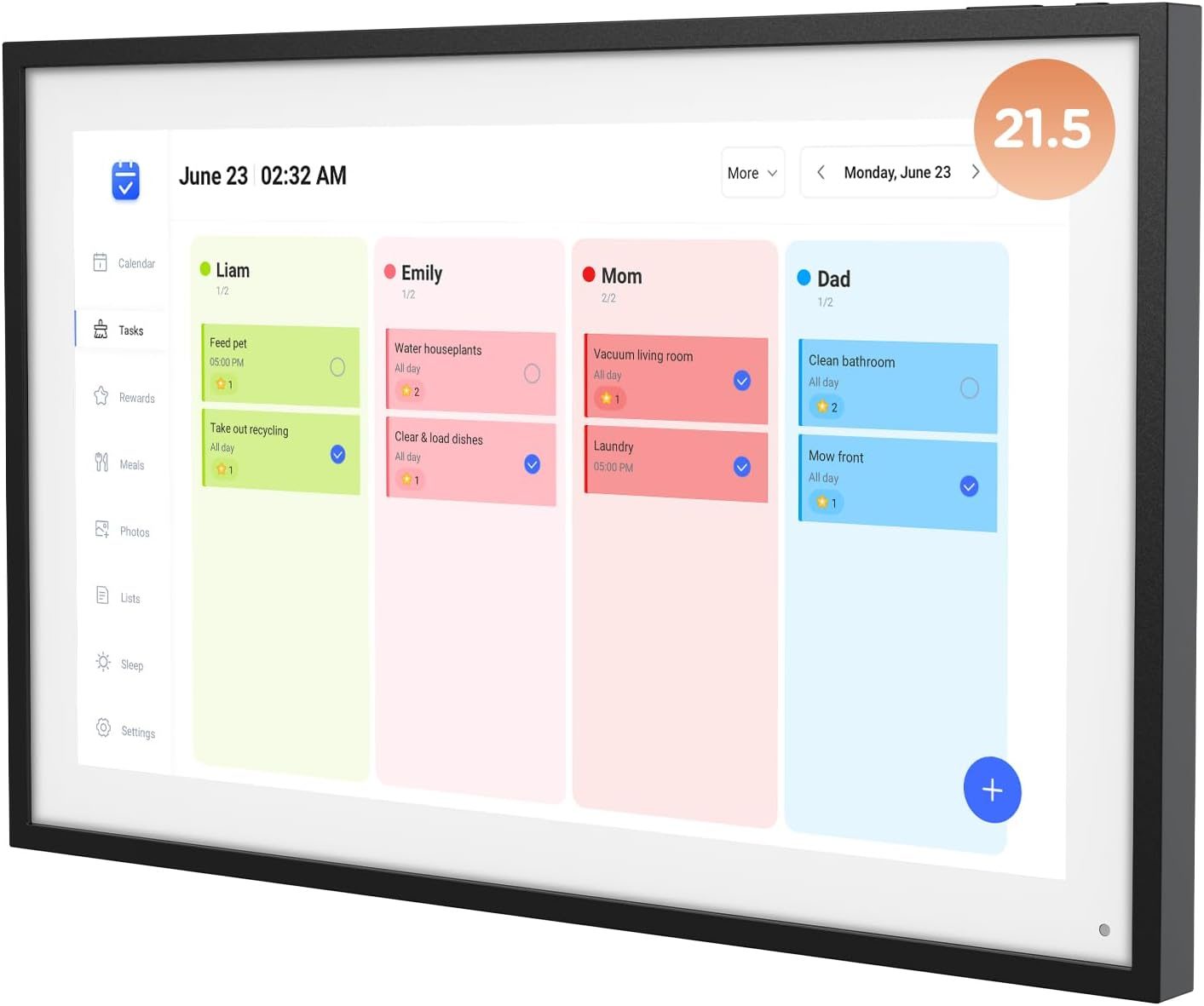 Calender 21.5″ Digital Calendar Wall Electronic Desk Calendar Full HD 1920 * 1080P IPS Touchscreen Display for Family Meal Planner Support – Streamline Household Organization