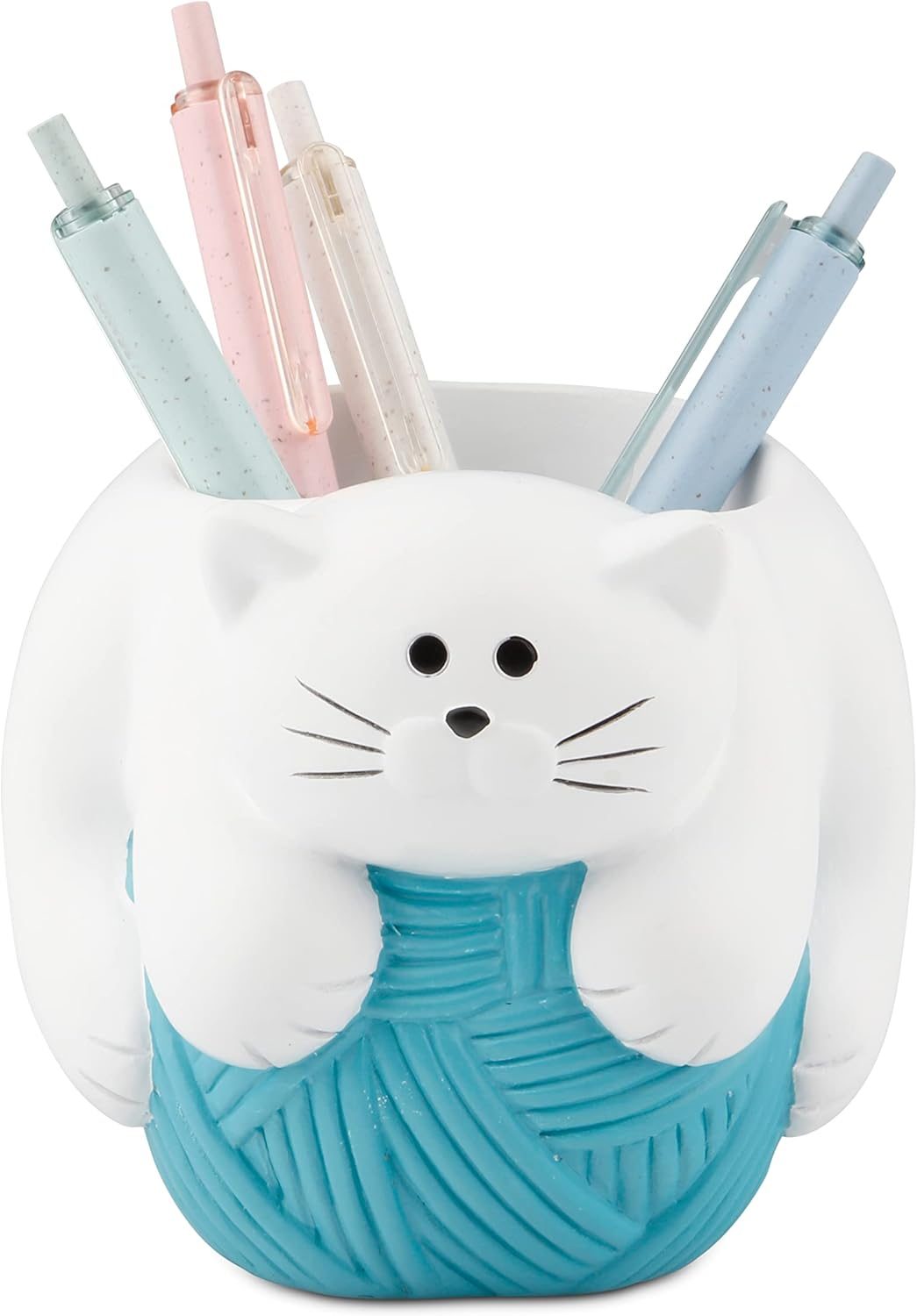 Chapman and Grand Relaxing Kitty Cat Pen Holder (White/Turquoise), Patent Pending