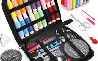 Coquimbo Sewing Kit Gifts for Mom Grandma Women Men Adults Kids Teen Beginner Traveler, Portable Sewing Supplies Accessories Contains Thread, Needles, Scissors, College Dorm Room Essentials (Black, M)