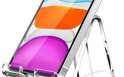 Crpich Acrylic Cell Phone Stand, Portable Clear Phone Stand for Desk, Compatible with Phone16 15 14 13 Pro Max Mini 12 11 Plus SE, Switch, Android Smartphone, Pad, Tablet, Desk Accessories