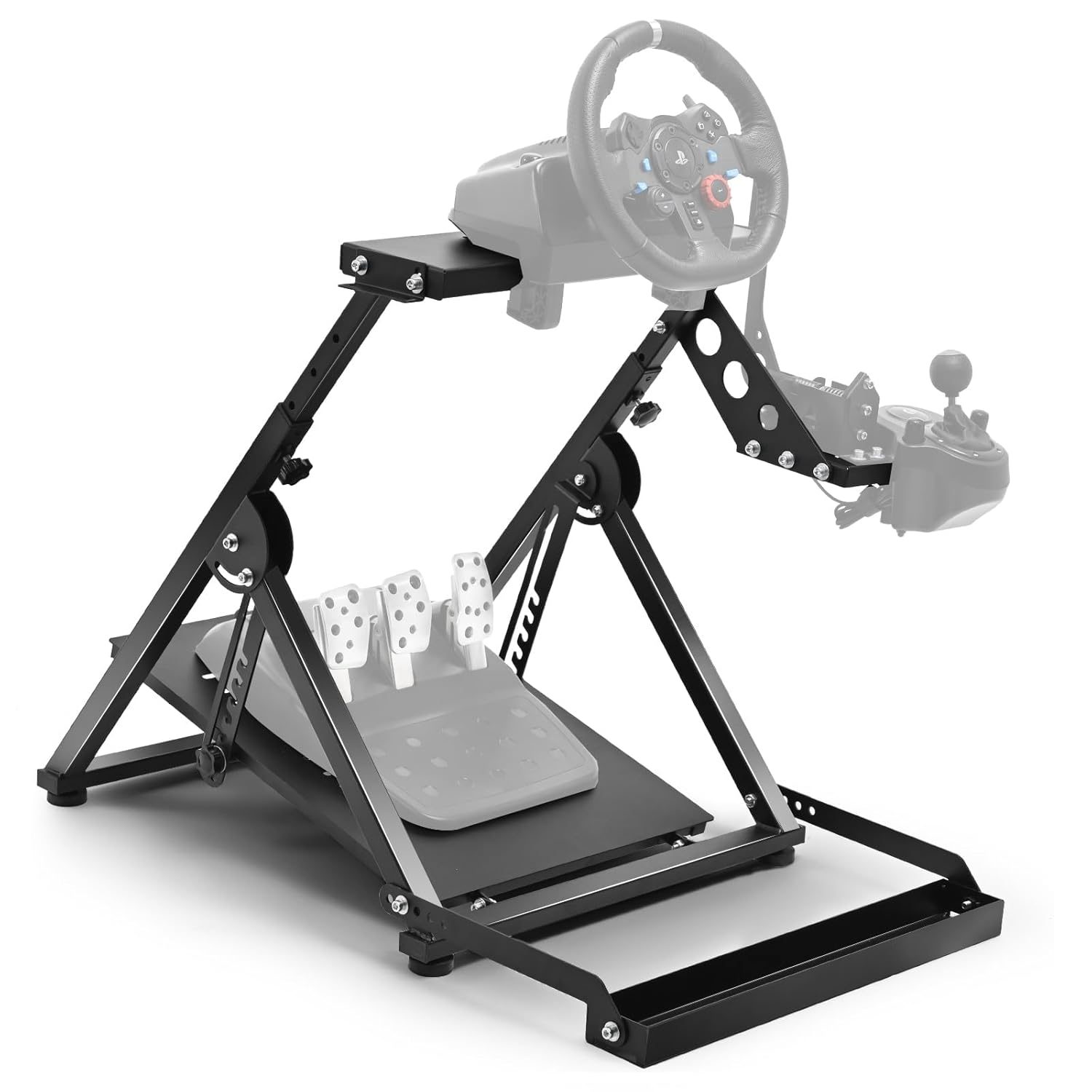 Dardoo Foldable Racing Steering Wheel Stand with Seat Slot Fit for Logitech G25 G27 G29 G920 G923 Thrustmaster T248X T248 T300RS preinstalled Game Steering Wheel Stand Excluding Electronic