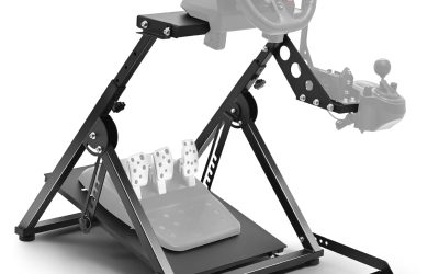 Dardoo Foldable Racing Steering Wheel Stand with Seat Slot Fit for Logitech G25 G27 G29 G920 G923 Thrustmaster T248X T248 T300RS preinstalled Game Steering Wheel Stand Excluding Electronic