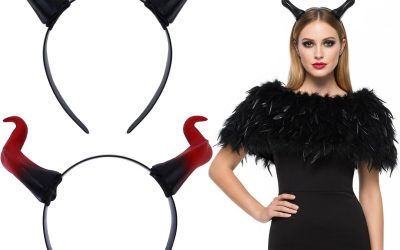 Devil Horns Headband, 2-Pack Fantasy Black & Red Dragon Horns for Halloween Costume, Halloween Dress Up for Party Cosplay Costume Hair Accessory Supplies