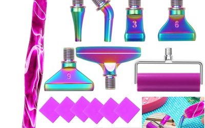 Diamond Art Pens Tools Diamond Painting Accessories Kits with Screw Metal Tip Roller Diamond Painting Pen Drill Bead Dot Pens for Art Craft Nail (Purple Pen Color 6)