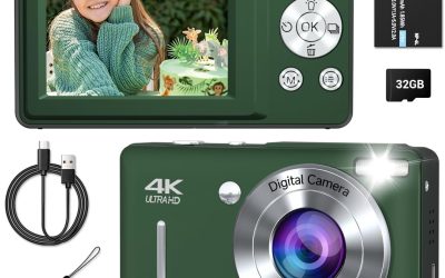 Digital Camera, 44MP Compact Camera, FHD 1080P Point and Shoot Digital Cameras with 16X Zoom, Face Detect, Smile Capture, Anti Shake, for Boys Girls Teens Gifts (Deep Green)