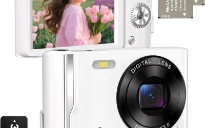 Digital Camera, Autofocus 4K Vlogging Camera for Photography with Anti-Shake, 50MP Compact Point and Shoot Digital Camera for Kids with 16X Zoom, 2 Batteries, 32GB Card (White)