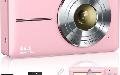 Digital Camera, FHD 1080P Point and Shoot Kids Camera, with 32GB Card, 2 Batteries, 16X Zoom Anti Shake Date Stamp, Compact Portable Small, for Starter Kid Children Teen Student Girl Boy(Pink)