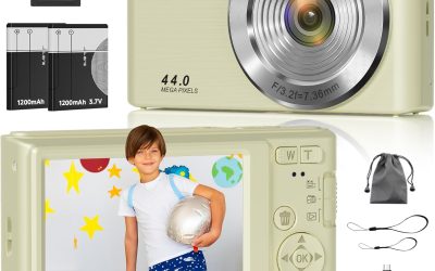 Digital Camera, FHD 4K 44MP Digital Camera, 16X Digital Zoom, Digital Point and Shoot Camera with 3-LED Fill Lights, 64GB SD Card, Compact Camera for Kids Teen Boys Girls, Cream