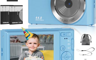 Digital Camera, FHD 4K Digital Camera with 64GB SD Card, 44MP Digital Point and Shoot Camera, 16X Digital Zoom, Anti Shake, 3-LED Fill Lights, Compact Camera for Kids Teen Boys Girls, Blue