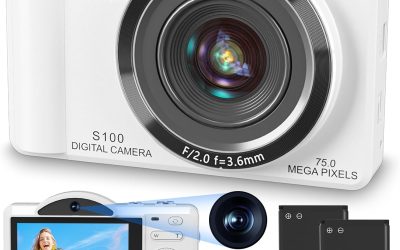 Digital Camera for Photography – WiFi 4K 75MP Vlogging Cameras for YouTube, Touchscreen Autofocus Point and Shoot Digital Camera for Teens Adult Beginner with 16X Zoom, 32GB Card, 2 Batteries(White)