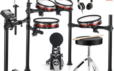Donner DED-200 MAX Electronic Drum Set with Industry Standard Mesh Heads, 10” Snare, 8“ Tom, 10” Tom, 12” Crash, 450+ Authentic Sounds for Optimal Performance and Feel NEW
