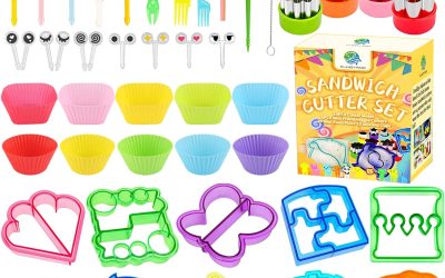 FUNGYAND Sandwich Cutter Set, All in One Bento Box Complete Supplies and Accessories Kit Includes Sandwich Bread Cutters, Fruit Cutter, Animal Food Picks, Silicone Cups