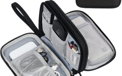 FYY Travel Cable Organizer Pouch Electronic Accessories Carry Case Portable Waterproof Double Layers All-in-One Storage Bag for Cord, Charger, Phone, Earphone Black