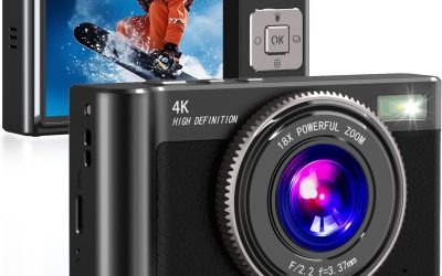 Forc Digital Camera,4K Camara de Fotos with 64GB Card,18X Zoom Anti-Shake Video,Vintage Camera for Camping Traveling Vlogging &Teen Parties,Portable for Kids Girls Boys Gifts