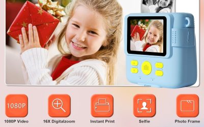 GKTZ Kids Instant Print Camera – Toddler Digital Camera with 32GB Card – IPS HD Screen, 2000mAh Battery, Ultra-Fast Printing, Perfect Birthday for Girls & Boys Ages 3-16, Purple