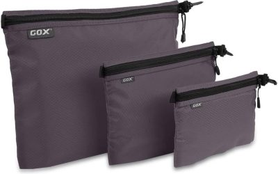 GOX 3 Pack Travel Toiletry Bag for Men Carry On Packing Organizer Zipper Pouch Portable Cosmetic Pouch Accessory Document Electronics (Grey)