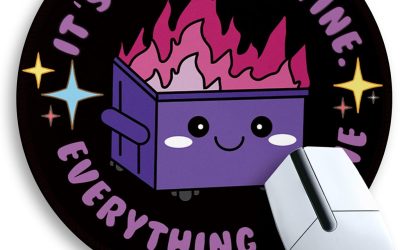 Gctriki Dumpster on Fire Mouse Pad, Cute Round Mouse Pads for Desk, Funny Purple Dumpster Mousepad for Laptop Gaming, Stitched Edge Non-Slip Rubber Base, Cute Office Desk Accessories Decor for Women