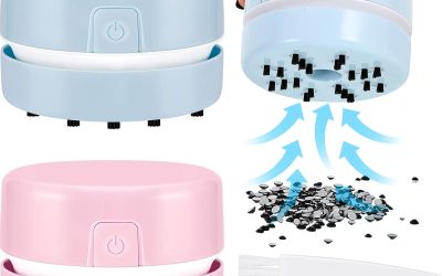 Honoson 2 Pcs Diamond Painting Tool Drill Quicker Picker for Spilled Diamonds 5d Painting Accessories Vacuum Cleaner Mini Table Desktop Sweeper Organizer Clean Art Beads Crumb(Pink, Blue)