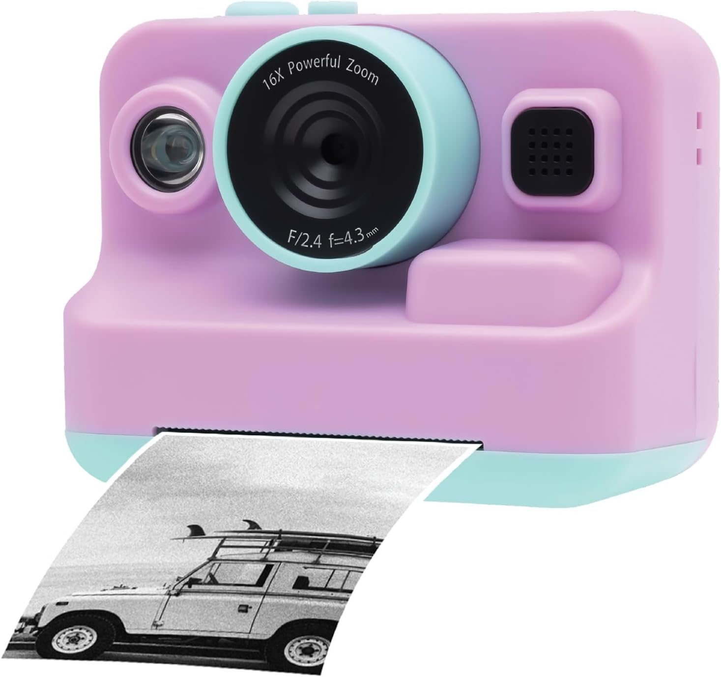 InstaPrint Digital Camera, 16X Zoom, 1080p Video, Instant Thermal Printing, 2.4” Screen, Built-in Games & MP3 Player, Includes 6 Rolls (3 Photo + 3 Label)