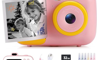 Instant Camera for Kids with Print Paper, 1080P HD Kids Camera Instant Print with 32GB SD Card, Girls Toys for Ages 5-7, Birthday Gifts for 5 6 7 8 9 Year Old Girls