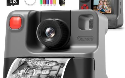 Instant Print Camera for Kids, 1080P Kids Instant Cameras,HD Digital Video Cameras Toddler 3 Print Paper & 32G Card,Christams Birthday Gifts for Girls Boys Age 3-12 (Black)