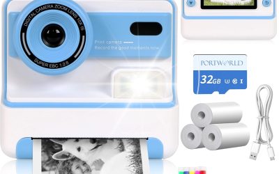 Instant Print Camera for Kids: 1080p Printable Digital Camera Instant Picture with 2.4-in Screen 32G TF Card and 3 Rolls Print Paper Birthday Gift for 4-16 Boys Girls Teens (Blue)