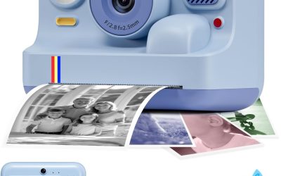 Instant Print Camera for Kids, Christmas Birthday Gifts for Girls Boys Age 3-15, 1080P Selfie Portable Digital Video Camera with 32GB SD Card, 3-Colored Print Paper- Blue