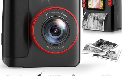Instant Print Camera for Kids – Classic Black Digital Camera for 3-12 Year Olds, 1080P HD with 32GB SD Card, Selfie Mode & Durable Design, Ideal Christmas Birthday Gift, Portable Travel Toy