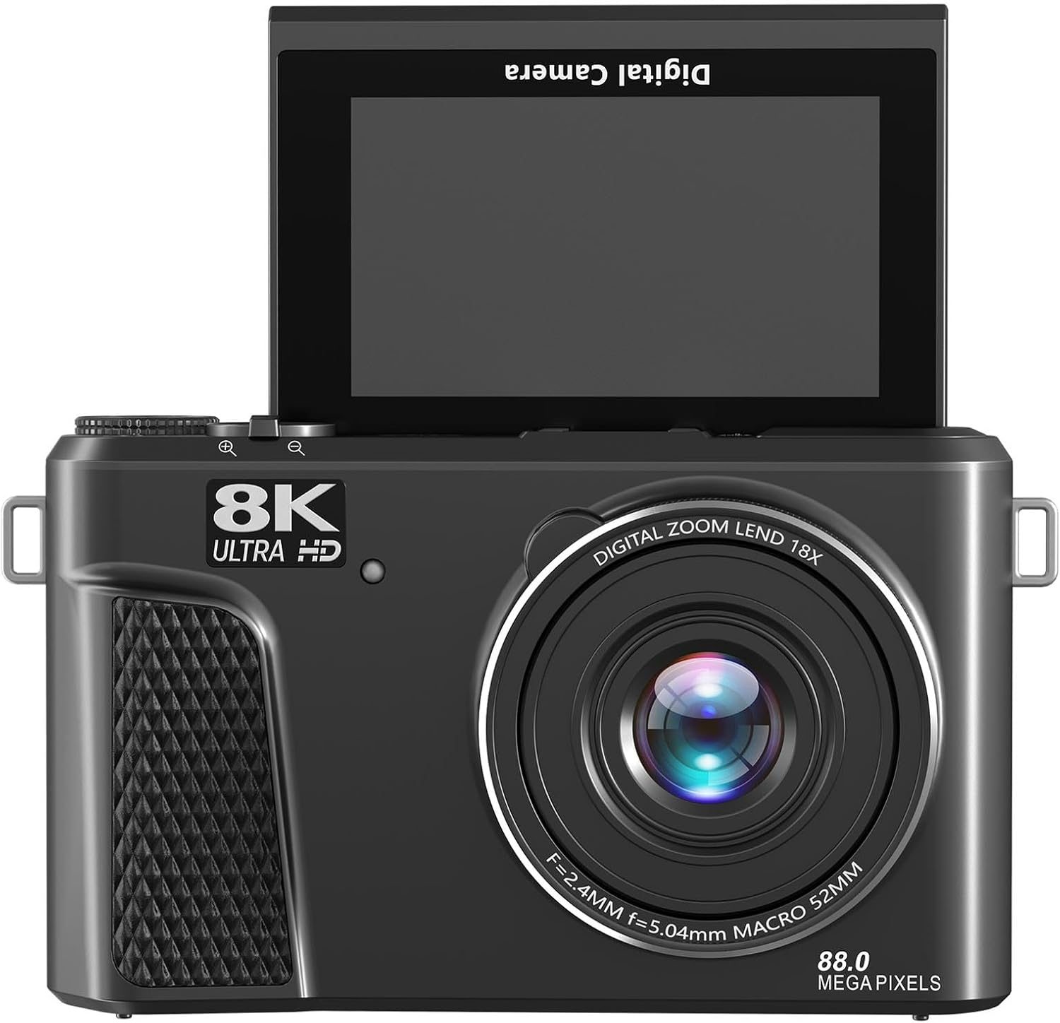 Jiawu Digital Camera for Photography, 8K 88MP WiFi Autofocus Video Cam with Flash and 3in 180 Flip Screen, 18X Digital Zoom Compact Travel Camera for Youtuber, Teens, Beginners (Black)