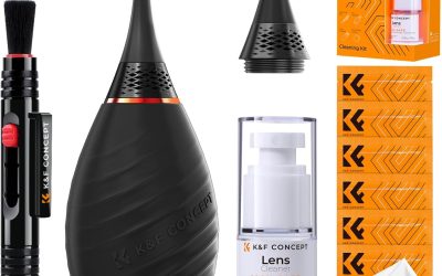 K&F CONCEPT 10-in-1 Camera Lens Cleaning Kit for DSLR Camera Lens Filter Cell Phones with Advanced Silicone Air Blower*1+Short Nozzle*1+Long Nozzle*1+Cleaning Cloth*6+Cleaning Pen*1+15ML Cleaner*1