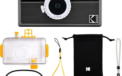 KODAK EKTAR H35N Half Frame Film Camera, 35mm, Reusable, Focus-Free, Bulb Function, Built-in Star Filter, Coated Improved Lens (Film & AAA Battery are not Included) (Striped Black, Premium Kit)
