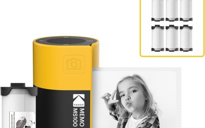 KODAK Memo Shot ERA Kids Instant Digital Camera and Photo Label Printer (Yellow, Camera + 10 Rolls)