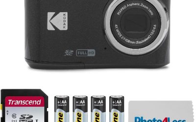 KODAK PIXPRO FZ45 16MP Digital Camera with 4X Optical Zoom 27mm Wide Angle and 2.7″ LCD Screen Bundle with 32GB SD Memory Card, AA Batteries (4 Pack), Lens Cleaning Cloth (Black)