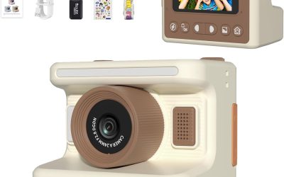 Kids Camera Instant Print, Instant Print Camera for Kids with 32GB SD Card, Toddler Gift for Ages 6-12, Grayscale Printing No Ink Needed Thermal Printer, 48MP FHD Video, 2.4″ Screen