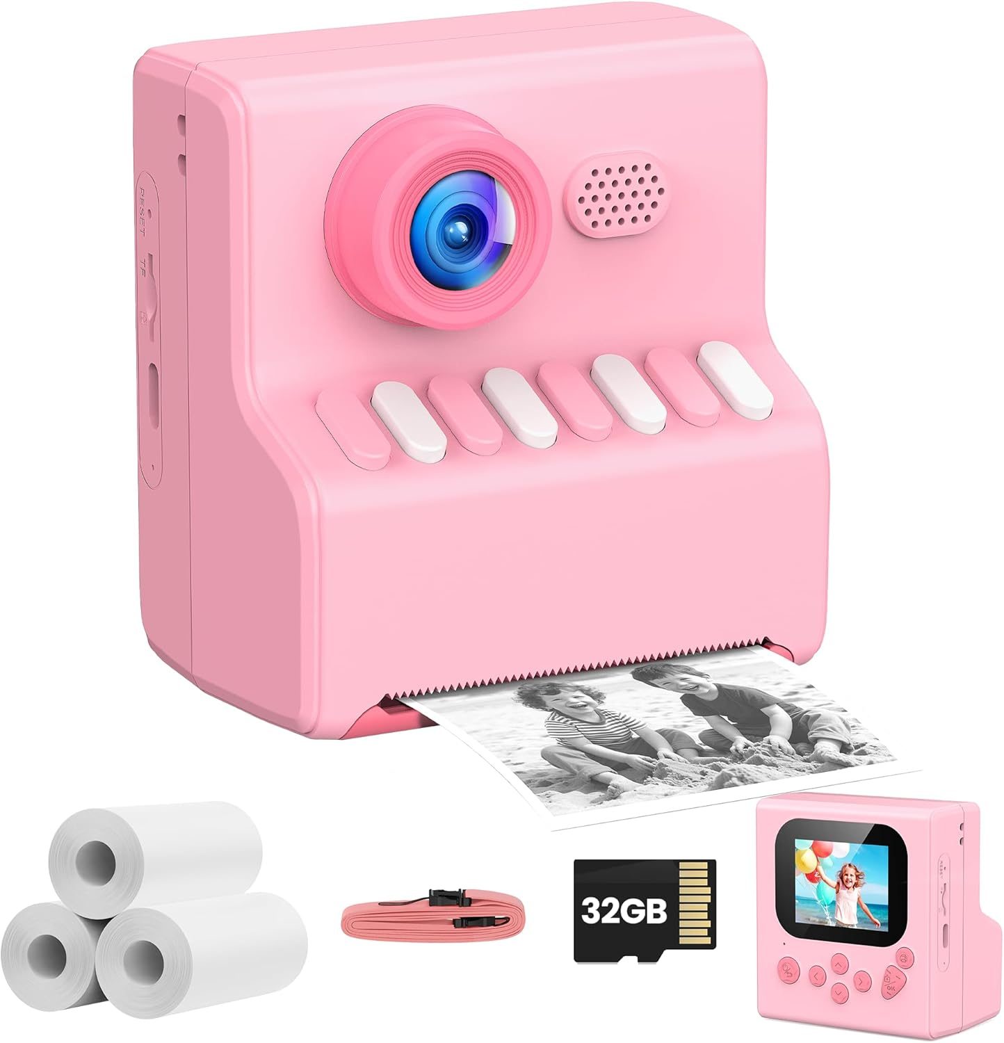 Kids Camera Instant Print Pink: HODDRCCN 32G Instant Print Camera for Kids -1080P HD – Christmas Birthday for Girls Age 3-12 – Ideal Toy for 3 4 5 6 7 8 9 10 11 12 Girls Boys