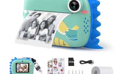Kids Camera Instant Print, Selfie Digital Camara for Kids with Print Paper & 32G Card, 2.5K Video & Instant Print Camera with Color Pens for DIY, Fun Gift for Girls Boys 3-12 Years Old (Blue)