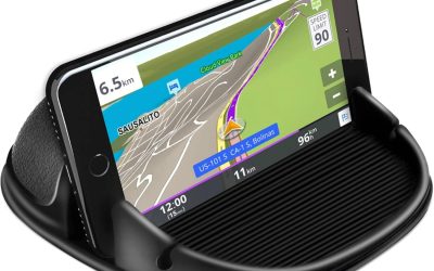 Loncaster Car Phone Holder, Car Phone Mount Silicone Car Pad Mat for Various Dashboards, Slip Free Desk Phone Stand Compatible with iPhone, Samsung, Android Smartphones, GPS Devices and More, Black