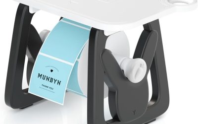 MUNBYN Label Holder for Rolls and Fanfold Labels, Thermal Sticker Holder for Desktop Thermal Printer, Accessory Supplies for Home, Office, Small Business