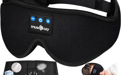 MUSICOZY Sleep Headphones, Bluetooth 5.4 Sleep Mask Headband Headphones Sleeping Eye Mask, Wireless Music Earbuds Earphones with HD Stereo Speakers for Side Sleepers, Cool Gadgets Unique Gift