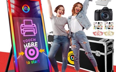 Magic Mirror Photo Booth 65’’ with Camera and Printer, Portable 43“ Touch Screen Mirror Photo Booth with APP Control, Professional Photography Fill Light for Wedding Event Party Rental (Black, 65-43″)