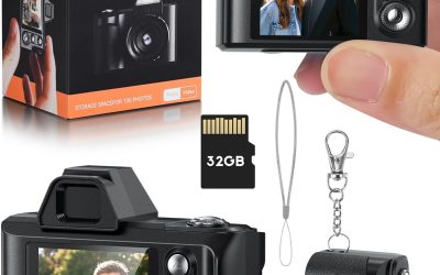Mini Digital Camera, 1080P Portable Camera for Photography with 32GB SD Card, Key Card Clip Chain for Teenagers, Adult Beginners