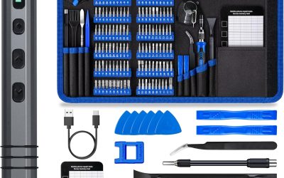 Mini Electric Screwdriver Set 140-IN-1: UnaMela Small Electric Screwdriver Cordless – 120 Precision Bits, 5 Torque Settings, LED Light, Magnetic Power Screwdriver Repair Tool Kit for PC RC Electronics