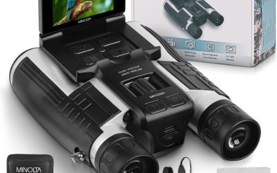 Minolta 12×32 Digital Binoculars – 4K UHD Video Camera, 48MP Photo, 8X Digital Zoom, IPS Anti-Glare Screen, Fog-Resistant Optics, Compact, Ideal for Birdwatching & Travel Hunting